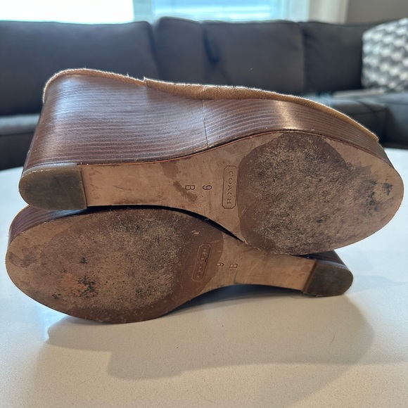 Coach Chastity Wedge Platform Perforated Laser Cut Slingback in Brown - Picture 4 of 4